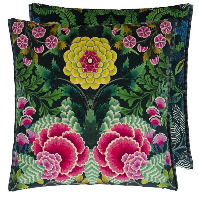 BROCART DECORATIF VELOURS NOIR PUTE