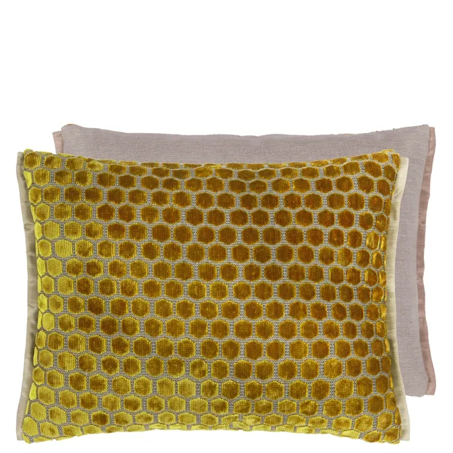 Jabot Mustard Velvet cushion, 40x30