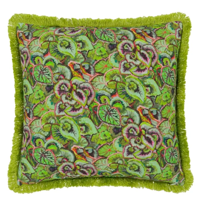 Leaf Glaze Embroidered Emerald Cotton pyntepute 50x50 - Bilde 2