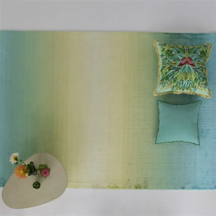 Celastrina Embroidered Turquoise Cotton Cushion 55x55 - Bilde 5