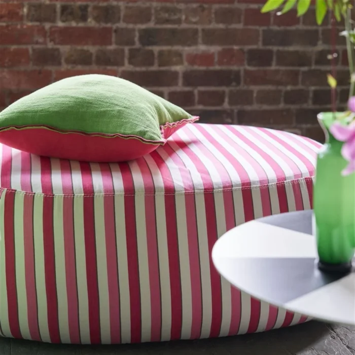 Alternative view of Brera Lino Cerise & Grass Linen Cushion 43x43
