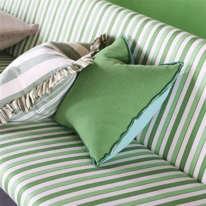 Alternative view of Brera Lino Emerald & Capri Linen Cushion 43x43