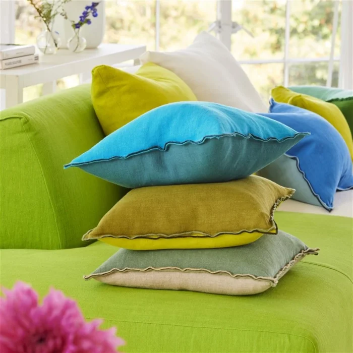 Alternative view of Brera Lino Thyme & Pebble Linen Cushion 43x43