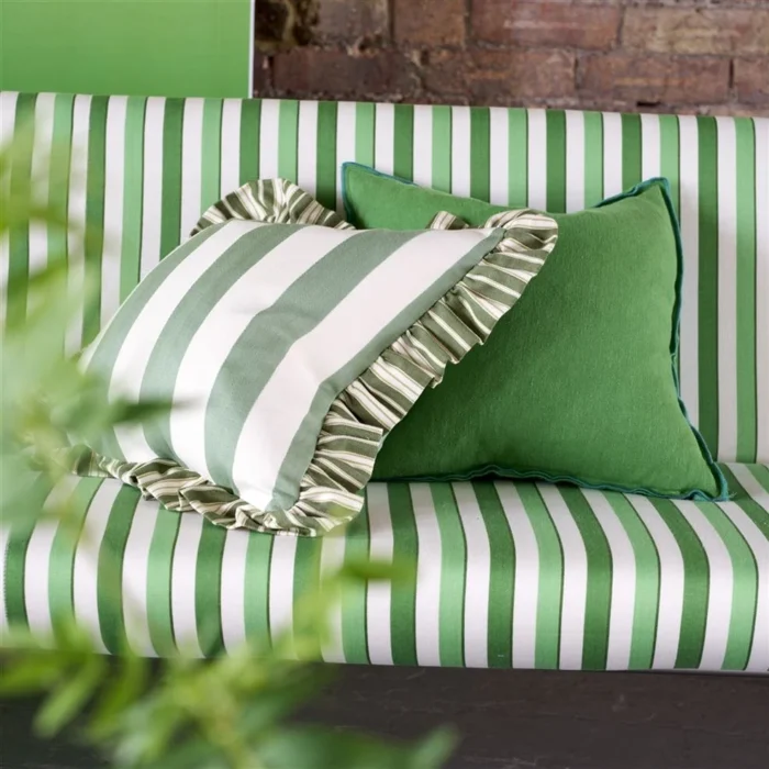 Alternative view of Berkeley Stripe Celadon Cotton Cushion, 43x43
