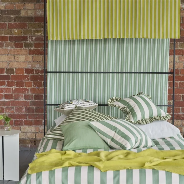 Berkeley Stripe Celadon Cotton Cushion, 43x43 - Bilde 4