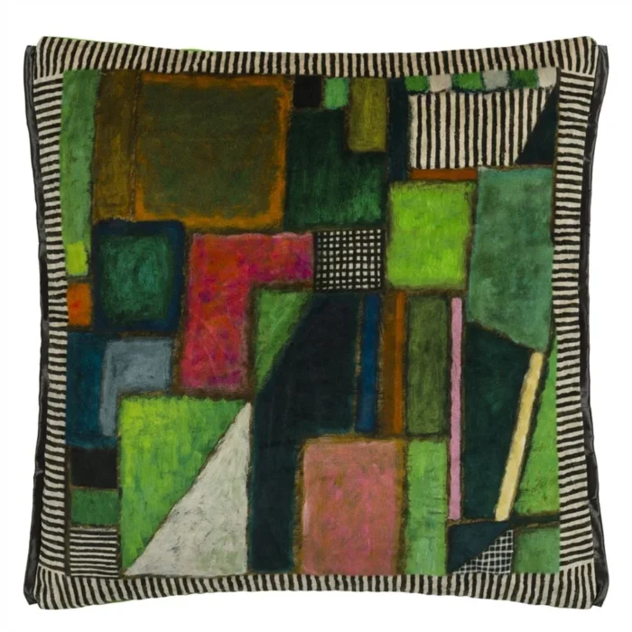 Raku Patchwork Emerald Velvet Cushion, 50x50 - Bilde 3
