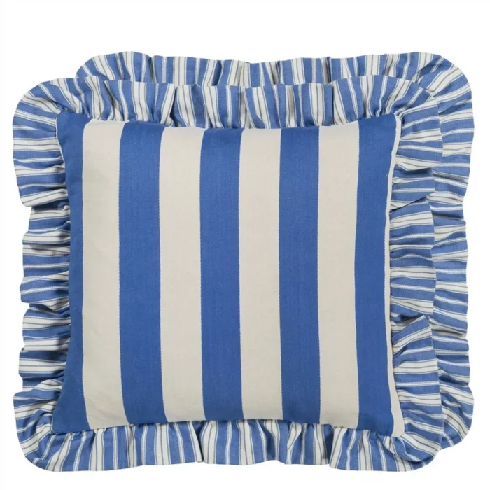 Berkeley Stripe Cobalt Cotton Cushion, 43×43