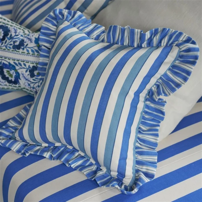 Alternative view of Berkeley Stripe Cobalt Cotton Cushion, 43×43