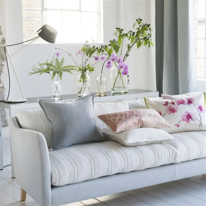 Brera Lino Alabaster & Natural linen cushion, 43x43 - Bilde 3