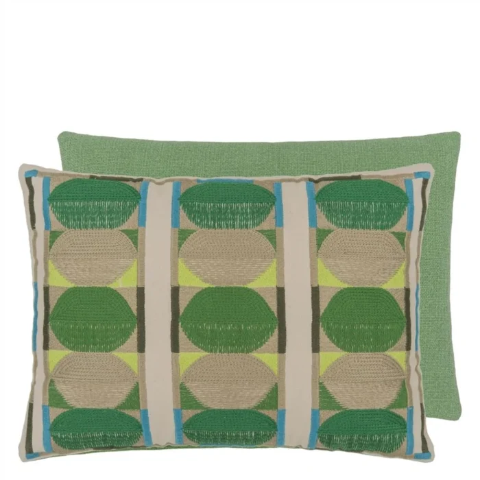 Kushime Emerald Embroidered Cotton cushion, 40x30