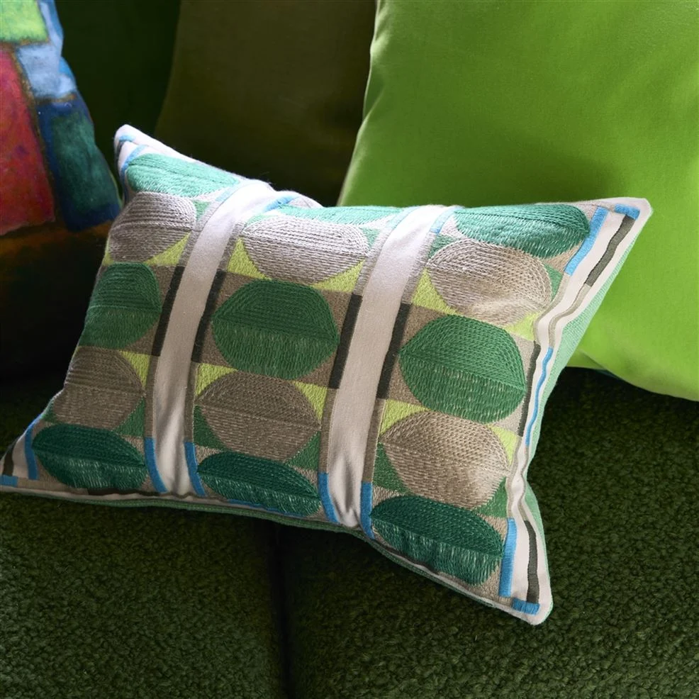 Kushime Emerald Embroidered Cotton cushion, 40x30 - Bilde 2