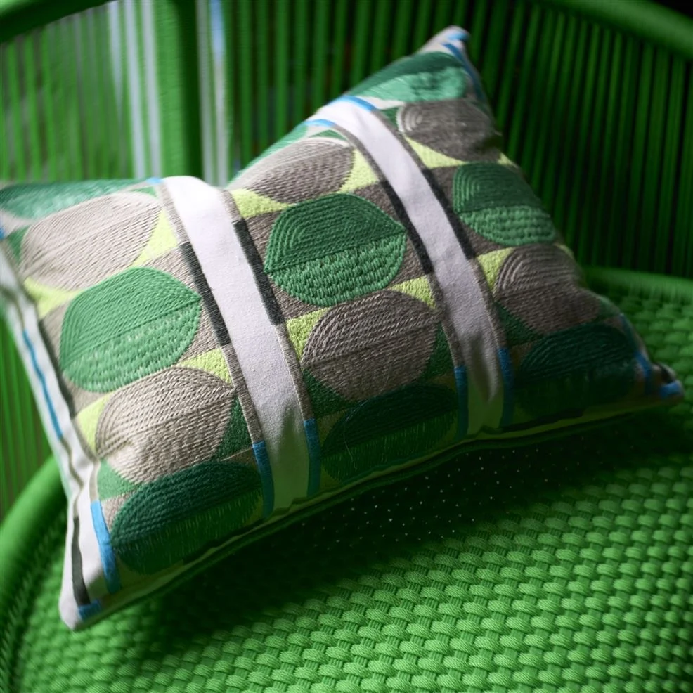 Kushime Emerald Embroidered Cotton cushion, 40x30 - Bilde 4