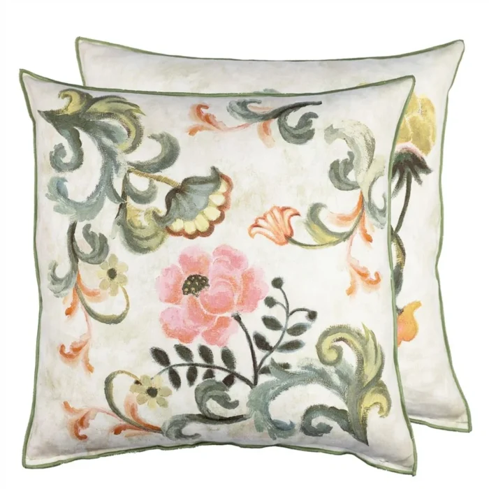 Osier Damassé Travertine Cushion, 50x50cm